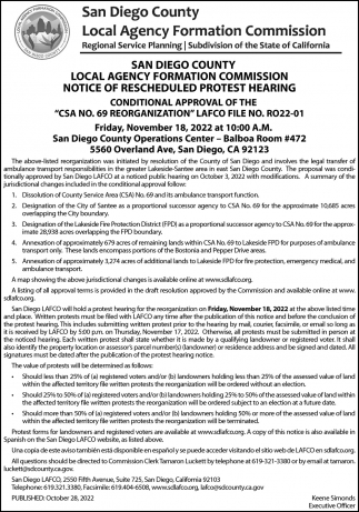 Notice Of Rescheduled Protest Hearing