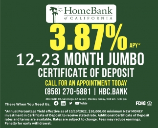 12 - 23 Month Jumbo Certificate Of Deposit