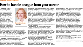 How To Handle A Segue From Your Career