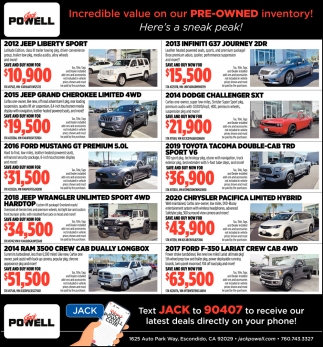 Incredible Value On Our Pre-Owned Inventory!