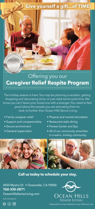 Offering You Our Caregiver Relief Respite Program