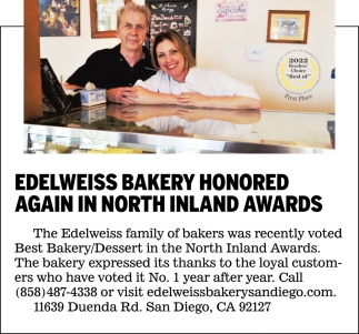 Edelweiss Bakery Honored