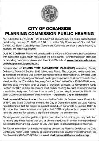 Planning Commission Public Hearing