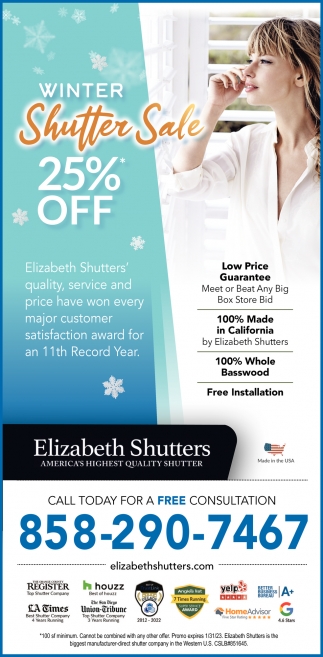 Shutter Sale 25% Off