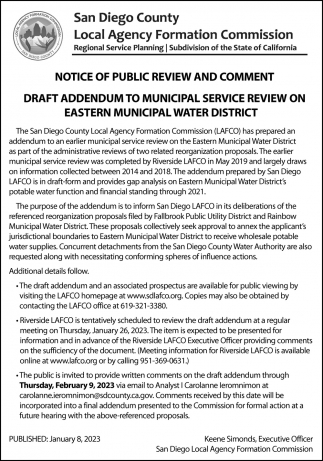 Notice Of Public Review And Comment