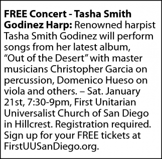 Free Concert - Tasha Smith Godinez Harp