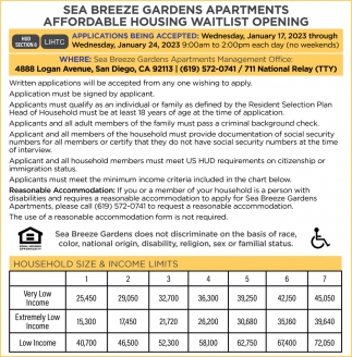 Affordable Housing Waitlist Opening