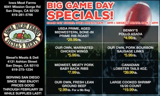 Big Game Day Specials!
