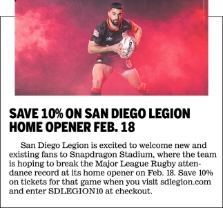 Save 10% On San Diego Legion