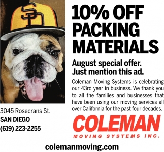 10% Off Packing Materials