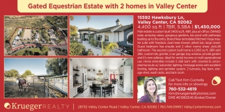 Gated Equestrian Estate With 2 Homes In valley Center