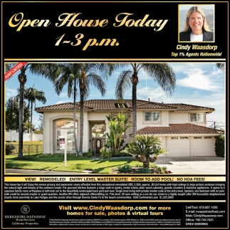 Open House Today 1 - 3 p.m.