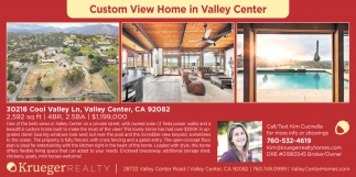 Custom View Home In Valley Center