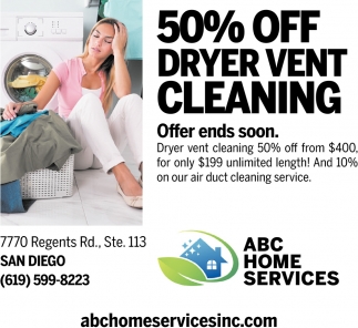 50% OFF Dryer Vent Cleaning