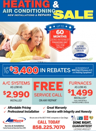 Heating & Air Conditioning Sale