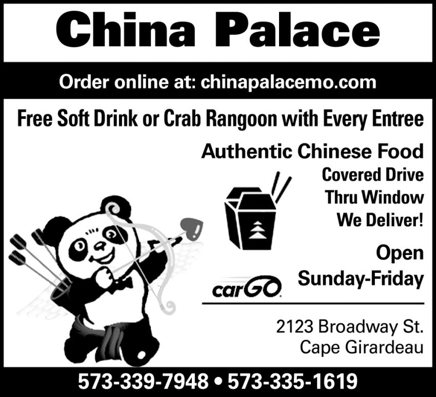 Free Soft Drink or Crab Rangoon with Every Entree