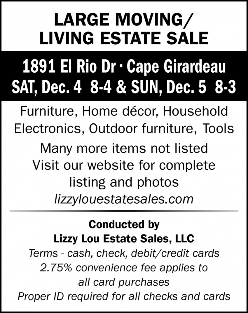 Large Moving / Living Estate Sale