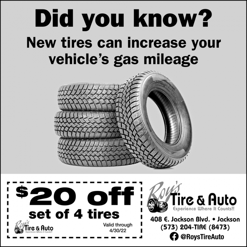 New Tires Can Increase Your Vehicle's Gas Mileage