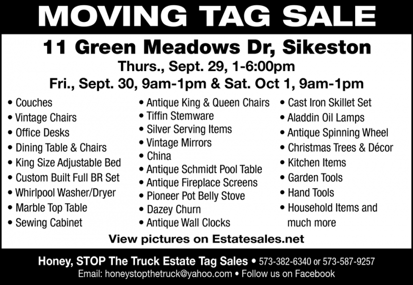 Moving Tag Sale