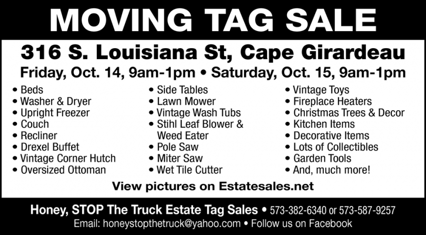Moving Tag Sale