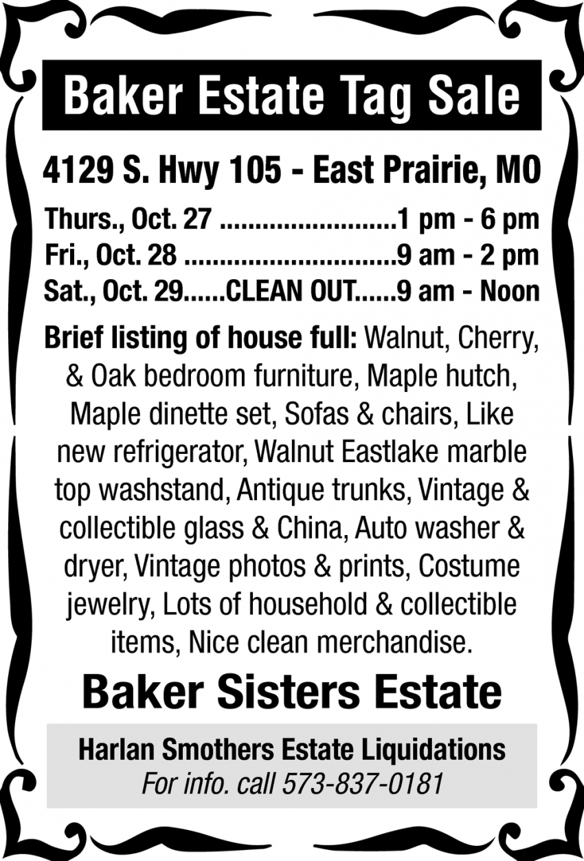 Baker Estate Tag Sale