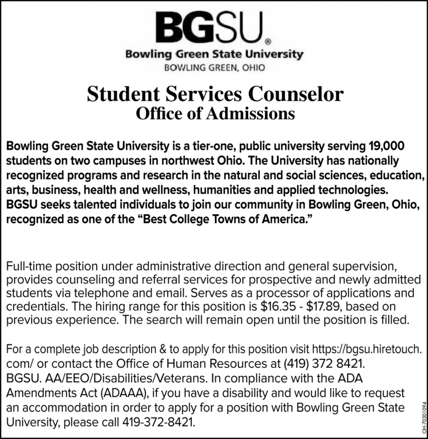 Student Services Counselor