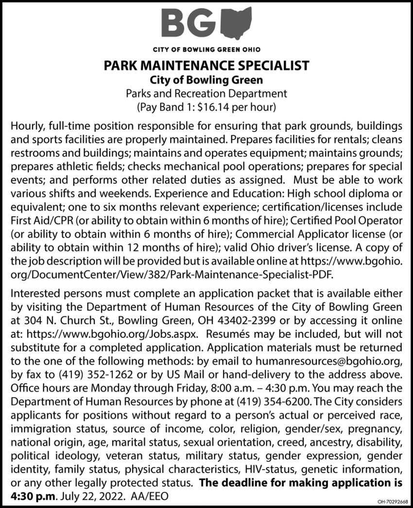 Park Maintenance Specialist
