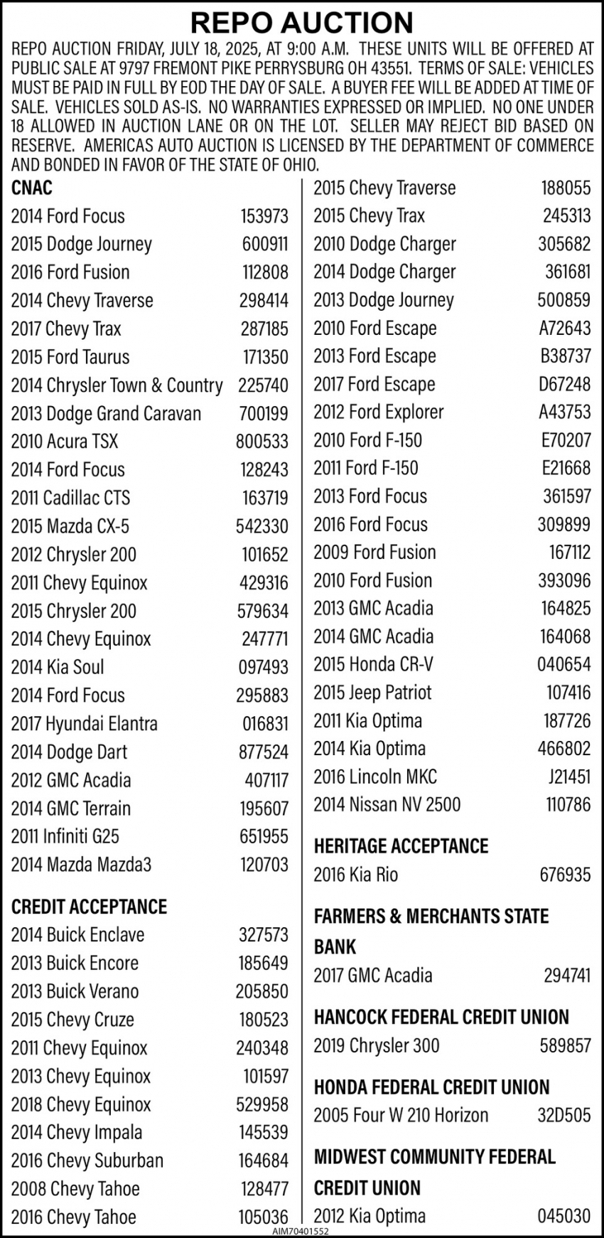 Repo Auction 
