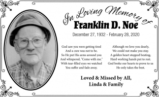 In Loving Memory Of Franklin D. Noe
