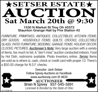 Setser Estate Auction