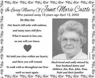 In Loving Memory Of Janet Marie Castle