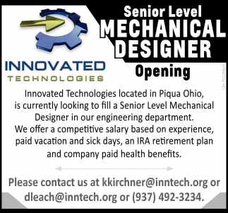 Senior Level Mechanical Designer Opening