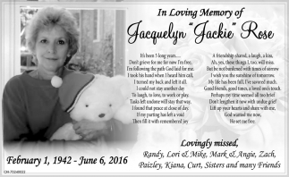 In Loving Memory Of Jacquelyn 