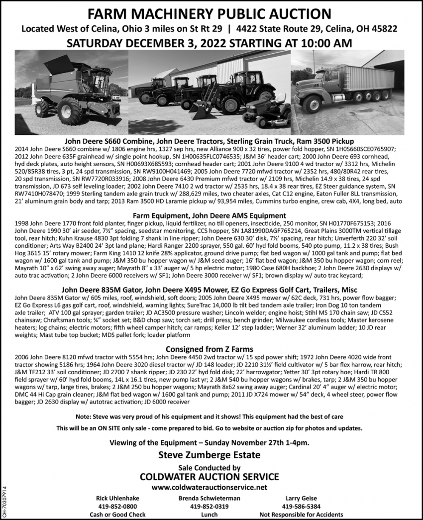 Farm Machinery Public Auction