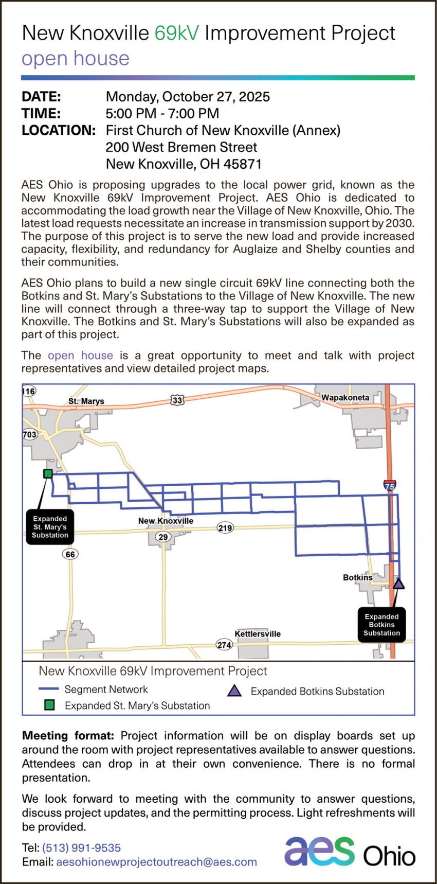AES Ohio New Knoxville 69kV Improvement Project Open House (October 27, 2025)