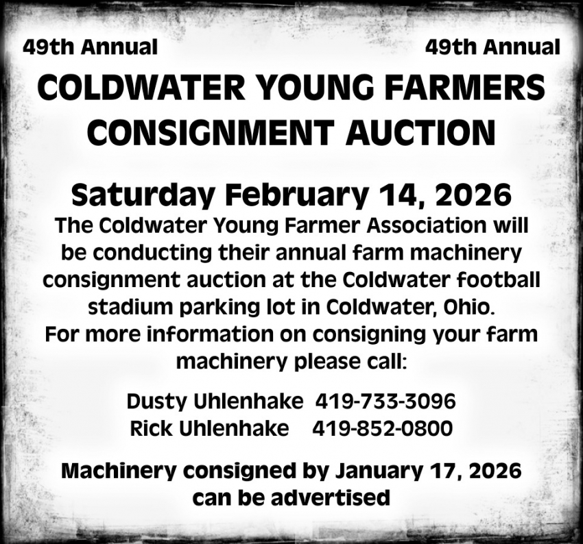 49th Annual Coldwater Young Farmers Consignment Auction