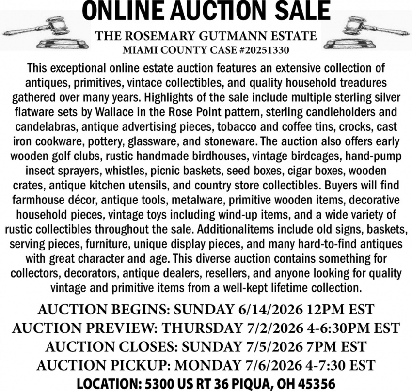 Rosemary Gutmann Estate Online Auction Sale