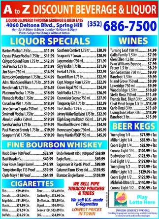 Liquor Specials - Wines - Cigarettes - Beer Kegs