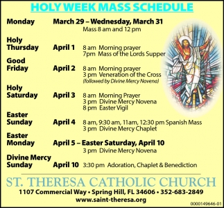 Holy Week Mas Schedule