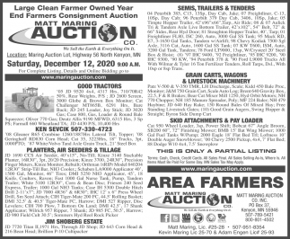 Consignment Auction, Matt Maring Auction Co., Shakopee, MN