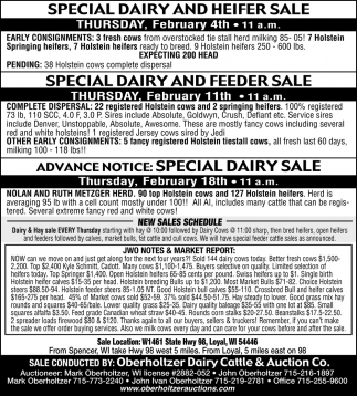 Special Dairy and Heifer Sale