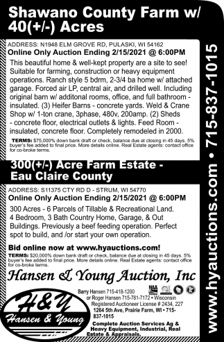 Shawano County Farm w/40(+/-) Acres
