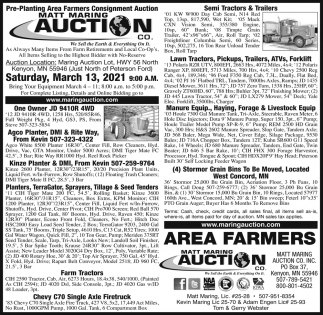 Pre-Planting Area Farmers Consignment Auction