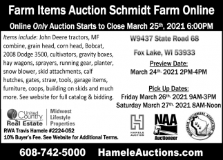 Farm Items Auction Schmidt Farm Online