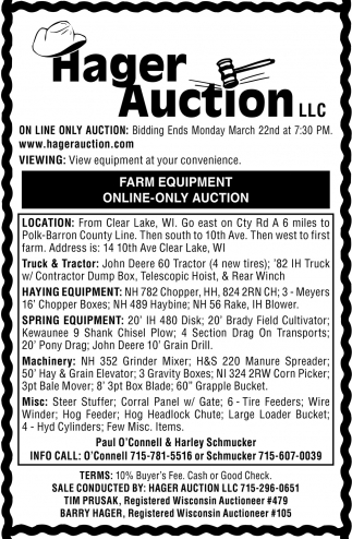 Farm Equipment Online-Only Auction