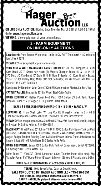 2 - Farm Equipment Online-Only Auction