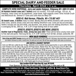 Special Dairy and Feeder Sale!