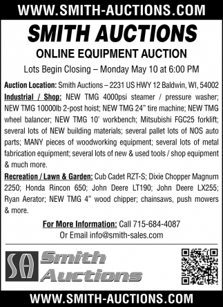 Online Equipment Auction