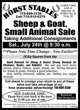 Sheep & Goat, Small Animal Sale