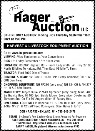 Harvest & Livestock Equipment Auction